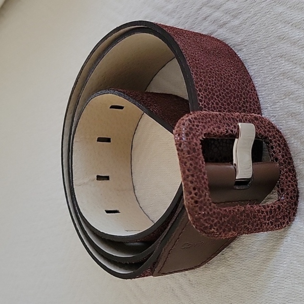 Calvin Klein Brown Textured Leather Belt- M